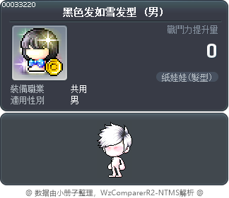 黑色发如雪发型 Tooltip
