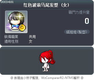 红色波浪马尾发型 Tooltip
