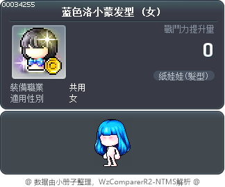 蓝色洛小蒙发型 Tooltip