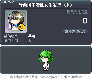 绿色风中凌乱女生发型 Tooltip