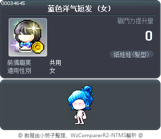 蓝色洋气短发 Tooltip