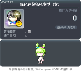 绿色迷你兔兔发型 Tooltip