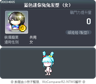蓝色迷你兔兔发型 Tooltip