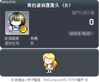 黄色波浪蓬蓬头 Tooltip