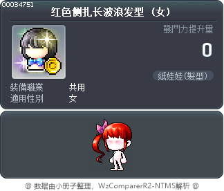红色侧扎长波浪发型 Tooltip