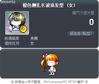橙色侧扎长波浪发型 Tooltip