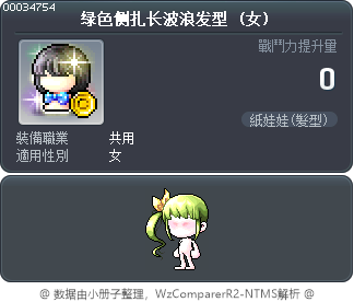 绿色侧扎长波浪发型 Tooltip