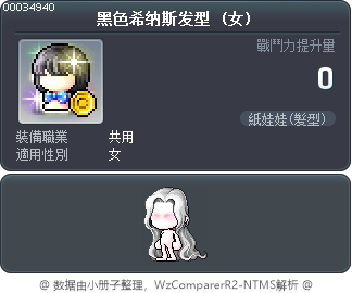 黑色希纳斯发型 Tooltip
