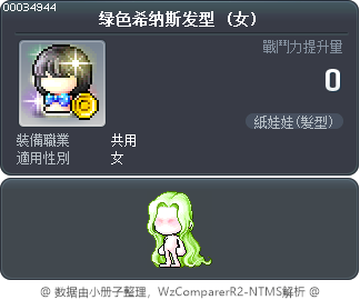 绿色希纳斯发型 Tooltip