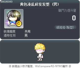 黄色凌乱碎发发型 Tooltip