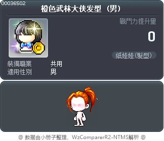 橙色武林大侠发型 Tooltip