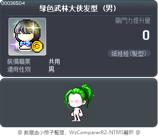 绿色武林大侠发型 Tooltip