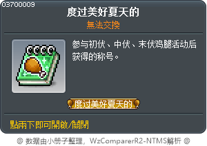 愉快夏季 Tooltip
