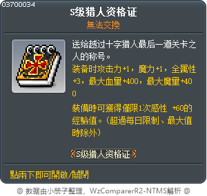 S级猎人资格证 Tooltip
