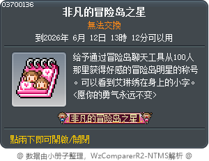 非凡的冒险岛之星 Tooltip