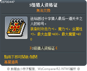 S级猎人资格证 Tooltip