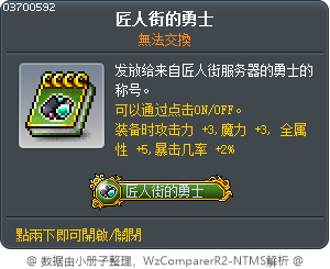匠人街的勇士 Tooltip