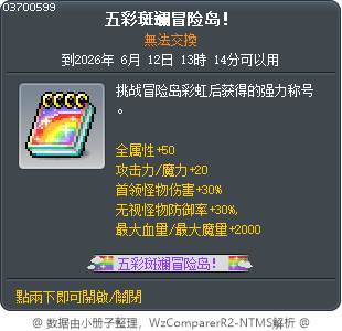 五彩斑斓冒险岛！ Tooltip