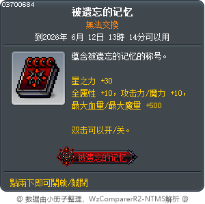 被遗忘的记忆 Tooltip