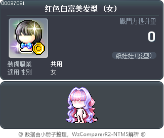 红色白富美发型 Tooltip