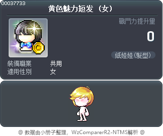 黄色魅力短发 Tooltip