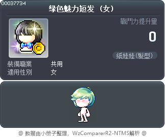 绿色魅力短发 Tooltip
