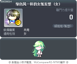 绿色风一样的女纸发型 Tooltip