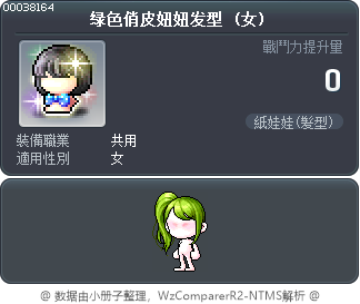 绿色俏皮妞妞发型 Tooltip