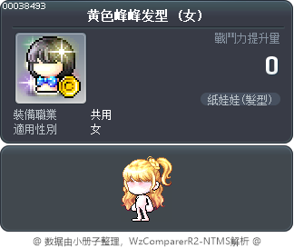 黄色峰峰发型 Tooltip