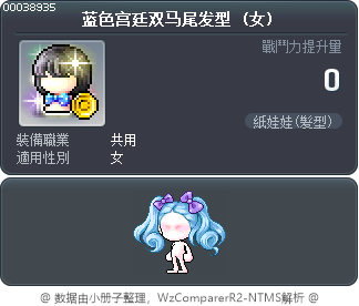 蓝色宫廷双马尾发型 Tooltip
