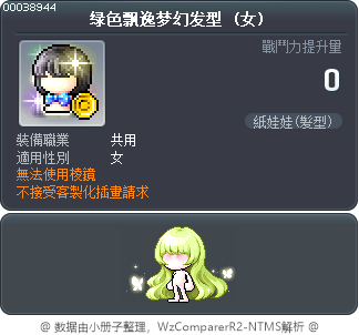 绿色飘逸梦幻发型 Tooltip