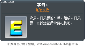 英文字母 E Tooltip