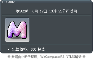 餅乾字母 M Tooltip