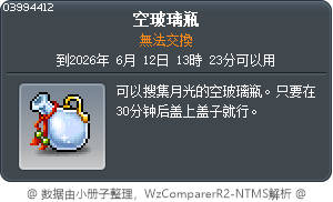 空玻璃瓶 Tooltip