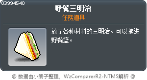 Picnic Sandwich Tooltip