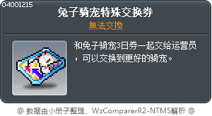 兔子騎寵特別兌換券 Tooltip