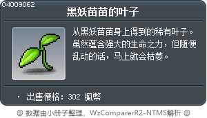 黑妖苗苗的叶子 Tooltip