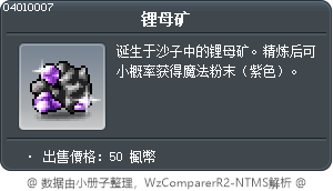 锂母矿 Tooltip