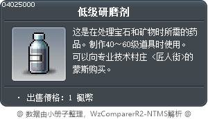 低级研磨剂 Tooltip