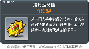 玩具城奖牌 Tooltip
