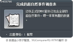 完成的超自然事件调查表 Tooltip