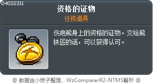 资格的证物 Tooltip