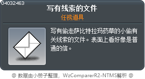 寫著線索的文件 Tooltip