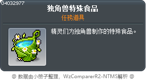 獨角獸特別食物 Tooltip