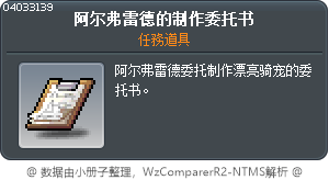 阿尔弗雷德的制作委托书 Tooltip