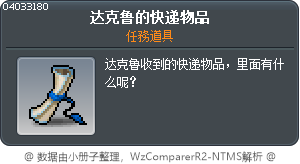 達克魯的快遞物品 Tooltip