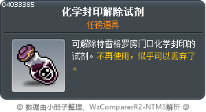 化学封印解除试剂 Tooltip