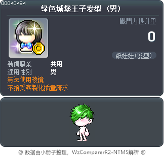 绿色城堡王子发型 Tooltip