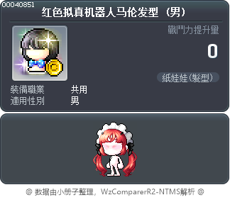 红色拟真机器人马伦发型 Tooltip