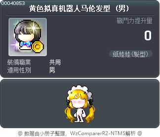 黄色拟真机器人马伦发型 Tooltip